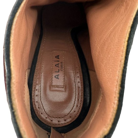 Alaia Black and Gray Suede Laser Cut Platform Booties Size 38 Heels - Picture 6 of 8